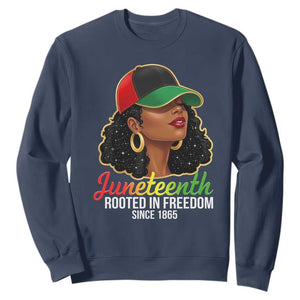 Black Woman Juneteenth Graphic Sweatshirt Rooted In Freedom Since 1865