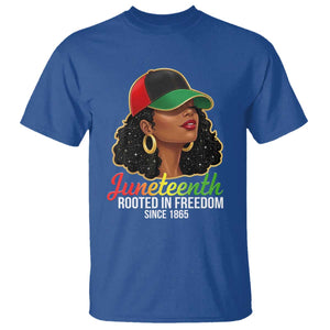 Black Woman Juneteenth Graphic T Shirt Rooted In Freedom Since 1865