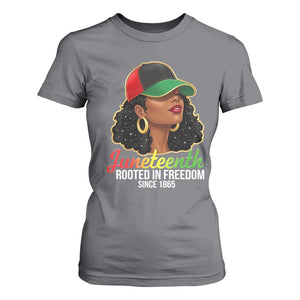 Black Woman Juneteenth Graphic T Shirt For Women Rooted In Freedom Since 1865 TS12 Charcoal Print Your Wear