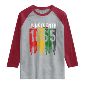 Juneteenth Freedom Pride Raglan Shirt African American Heritage Graphic TS12 Heather Gray Heather Red Print Your Wear