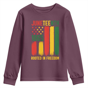 Juneteenth Rooted In Freedom 1865 Youth Sweatshirt African American Pride TS12 Maroon Print Your Wear