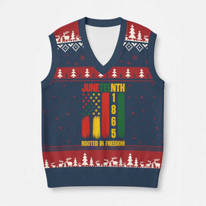 Juneteenth 1865 Freedom Pride V-Neck Knit Sweater Vest African American Heritage Graphic TS12 Navy Red Print Your Wear