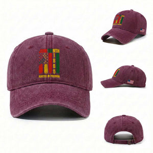 Juneteenth 1865 Freedom Pride Washed Cotton Baseball Cap African American Heritage Graphic TS12 Washed Cap Universal Fit Burgundy Print Your Wear