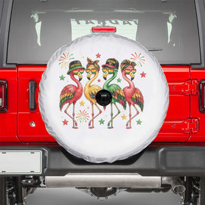 Funny Juneteenth Flamingos Squad Spare Tire Cover African American Heritage TS12 White Print Your Wear