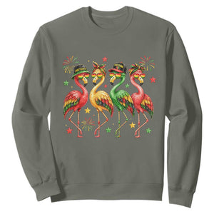Funny Juneteenth Flamingos Squad Sweatshirt African American Heritage TS12 Military Green Print Your Wear