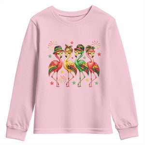 Funny Juneteenth Flamingos Squad Youth Sweatshirt African American Heritage TS12 Light Pink Print Your Wear