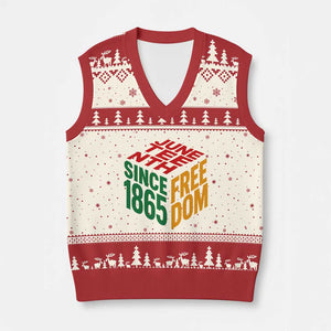 Juneteenth 1865 Freedom V-Neck Knit Sweater Vest African American Pride TS12 Beige Red Print Your Wear