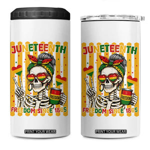 Skeleton Juneteenth Freedom 4 in 1 Can Cooler Tumbler African American Pride Gift TS12 One Size: 16 oz White Print Your Wear