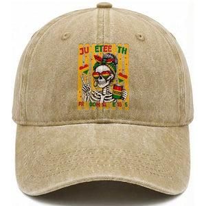 Skeleton Juneteenth Freedom Washed Cotton Baseball Cap African American Pride Gift TS12 Print Your Wear