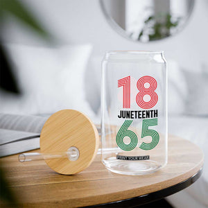 Vintage Juneteenth 1865 Glass Can Retro Striped Number Graphic
