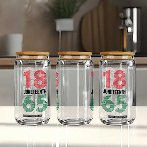 Vintage Juneteenth 1865 Glass Can Retro Striped Number Graphic