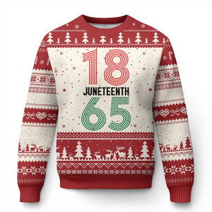 Vintage Juneteenth 1865 Ugly Christmas Sweater Retro Striped Number Graphic TS12 Beige Red Print Your Wear