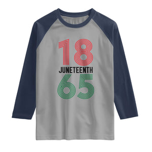Vintage Juneteenth 1865 Raglan Shirt Retro Striped Number Graphic