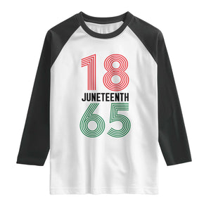 Vintage Juneteenth 1865 Raglan Shirt Retro Striped Number Graphic