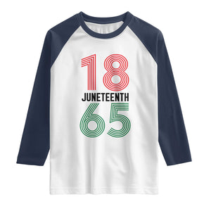 Vintage Juneteenth 1865 Raglan Shirt Retro Striped Number Graphic