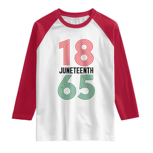 Vintage Juneteenth 1865 Raglan Shirt Retro Striped Number Graphic