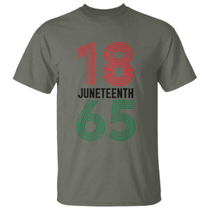 Vintage Juneteenth 1865 T Shirt Retro Striped Number Graphic TS12 Military Green Print Your Wear