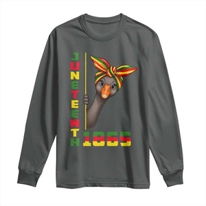 Funny Juneteenth Goose Long Sleeve Shirt African American Pride Gift TS12 Dark Heather Print Your Wear