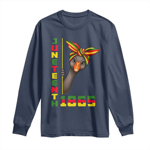 Funny Juneteenth Goose Long Sleeve Shirt African American Pride Gift TS12 Navy Print Your Wear
