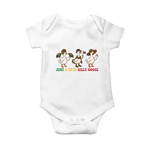 Funny Just A Free Silly Goose Baby Onesie Juneteenth Freedom Day TS12 White Print Your Wear