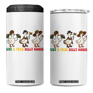 Funny Just A Free Silly Goose 4 in 1 Can Cooler Tumbler Juneteenth Freedom Day TS12 One Size: 16 oz White Print Your Wear