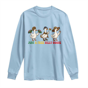Funny Just A Free Silly Goose Long Sleeve Shirt Juneteenth Freedom Day TS12 Light Blue Print Your Wear