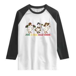 Funny Just A Free Silly Goose Raglan Shirt Juneteenth Freedom Day