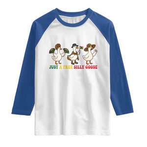 Funny Just A Free Silly Goose Raglan Shirt Juneteenth Freedom Day