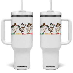 Funny Just A Free Silly Goose Tumbler With Handle Juneteenth Freedom Day TS12 One Size: 40 oz White Print Your Wear