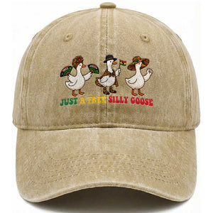 Funny Just A Free Silly Goose Washed Cotton Baseball Cap Juneteenth Freedom Day