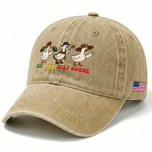 Funny Just A Free Silly Goose Washed Cotton Baseball Cap Juneteenth Freedom Day