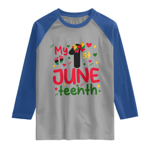 My First Juneteenth Raglan Shirt African American Baby Freedom Day TS12 Sport Gray Royal Print Your Wear