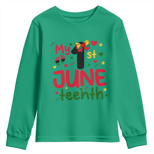 My First Juneteenth Youth Sweatshirt African American Baby Freedom Day TS12 Irish Green Print Your Wear