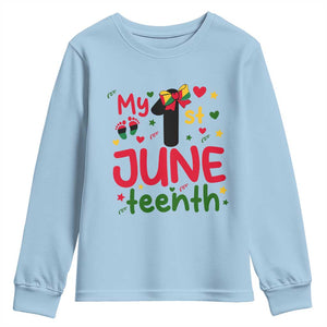 My First Juneteenth Youth Sweatshirt African American Baby Freedom Day TS12 Light Blue Print Your Wear