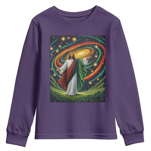 Black Jesus Juneteenth Youth Sweatshirt African American Christian Pride TS12 Purple Print Your Wear