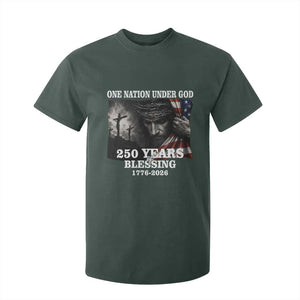 One Nation Under God 250th Anniversary T Shirt For Kid American Patriotic Faith TS12 Dark Forest Green Print Your Wear