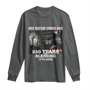 One Nation Under God 250th Anniversary Long Sleeve Shirt American Patriotic Faith TS12 Dark Heather Print Your Wear