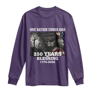 One Nation Under God 250th Anniversary Long Sleeve Shirt American Patriotic Faith TS12 Purple Print Your Wear