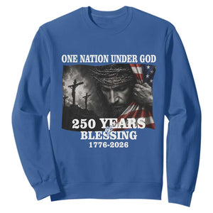 One Nation Under God 250th Anniversary Sweatshirt American Patriotic Faith TS12 Royal Blue Print Your Wear