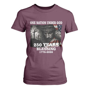 One Nation Under God 250th Anniversary T Shirt For Women American Patriotic Faith