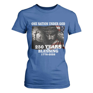 One Nation Under God 250th Anniversary T Shirt For Women American Patriotic Faith