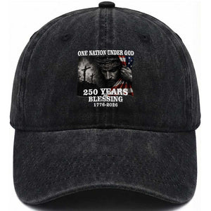 One Nation Under God 250th Anniversary Washed Cotton Baseball Cap American Patriotic Faith TS12 Print Your Wear