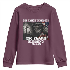 One Nation Under God 250th Anniversary Youth Sweatshirt American Patriotic Faith