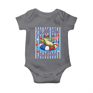Funny Patriotic Alligator Baby Onesie Chill The Fourth Out TS12 Charcoal Print Your Wear