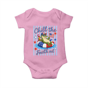 Funny Patriotic Alligator Baby Onesie Chill The Fourth Out TS12 Light Pink Print Your Wear