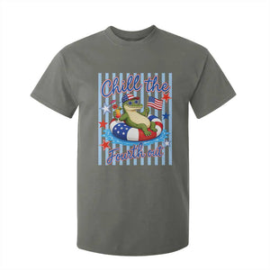 Funny Patriotic Alligator T Shirt For Kid Chill The Fourth Out TS12 Military Green Print Your Wear