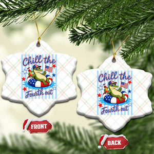 Funny Patriotic Alligator Ceramic Ornament Chill The Fourth Out