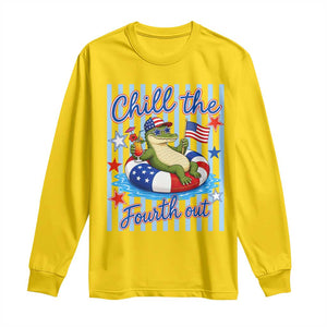 Funny Patriotic Alligator Long Sleeve Shirt Chill The Fourth Out