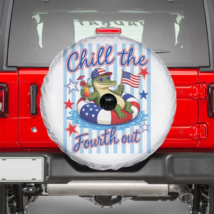 Funny Patriotic Alligator Spare Tire Cover Chill The Fourth Out TS12 White Print Your Wear