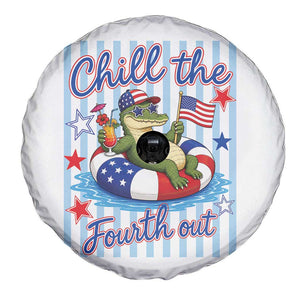 Funny Patriotic Alligator Spare Tire Cover Chill The Fourth Out TS12 Print Your Wear